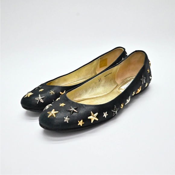 Jimmy Choo Shoes - Jimmy Choo Black Flats with Gold Star Accents